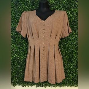 Empire Waist top (figure flattering, basics, casual) heathered brown AXBYCZD XL